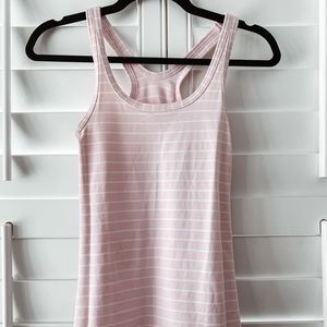 Lululemon tank top baby pink with white stripe